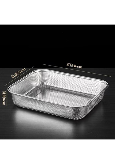 Rocco Gümüş Paslanmaz Çelik Kevgir Karıştırma Kasesi Salata Makarna Sebze Meyve Süzgeç 32x40 Cm Çelik