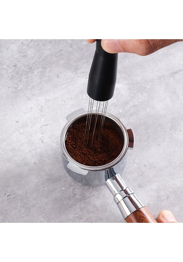 Moveevo Stainless Steel Espresso Çekirdek Karıştırıcı - Ergonomik Tutuş,均匀 Dağıtım, İçinden Geçirmeyi Optimizasyon, Siyah 13.5x2cm Diğer