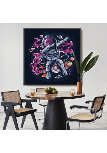 Çerçeveli Dans Eden Astronot Kanvas Tablo-5069