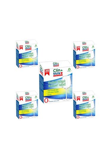 Clinmate Ekolojik Bulaşık Makinesi Deterjanı 5 x 30 Tablet