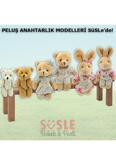 Pelüş Ayıcık Anahtarlık, 6,5 Cm X 6,5 Cm - Kırmızı