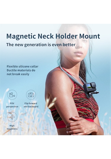 Telesın Te-hnb-001 Aksiyon Kamerası Boyun Montajlı Manyetik Montaj Gopro Hero 9/10/11/8/7 Insta360 Go 2