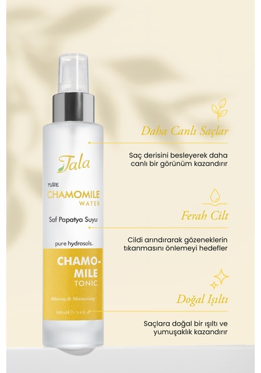 Tala Papatya Suyu %100 Saf Ve Doğal Rahatlatıcı Ve Nemlendirici Tonik Papatya Hidrosolü 100 ML