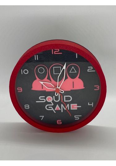 Squid Game Temalı Siyah Zeminli Ve Siyah Kasalı Duvar Saati Siyah