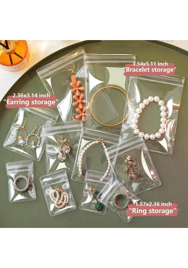 Youmex 100 Adet 48 Fil Pvc Şeffaf Zip Çanta - Pas Koruyucu Gümüş/kuyumluk Saklama Çantası Şeffaf