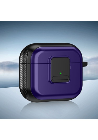Airpods Uyumlu İçin 3 Tpu + Pc Kablosuz Kulaklık Kılıfı Manyetik Anahtarlı Mor