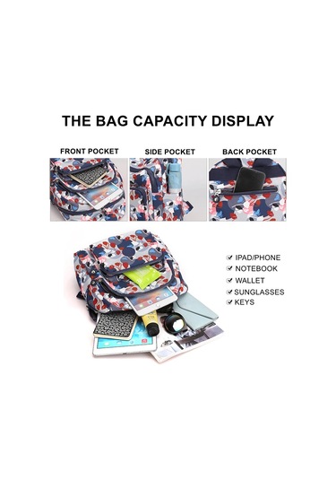 Kadınlar İçin Baskı Sırt Çantası Seyahat Yüksek Kapasiteli Su Çok Renkli