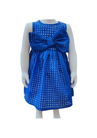 Çikoby Kız Bebek Fiyonk Elbise-13878 Mavi