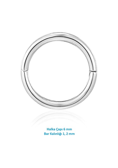 Heppii 6 Mm Silver Cerrahi Çelik Düz Halka Tragus Piercing Helix Kıkırda Gümüş
