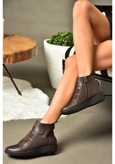 Fox Shoes R555001103 Kahverengi Hakiki Deri Comfort Ortopedik Taban Kadın Bot Kahverengi-hakiki Deri Kahverengi