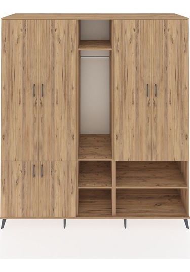 Kronos Dolap 15 Raflı 5 Kapaklı Tek Askılı 220x59x243 Çam-çam/çam Atlas Çam/atlas Çam