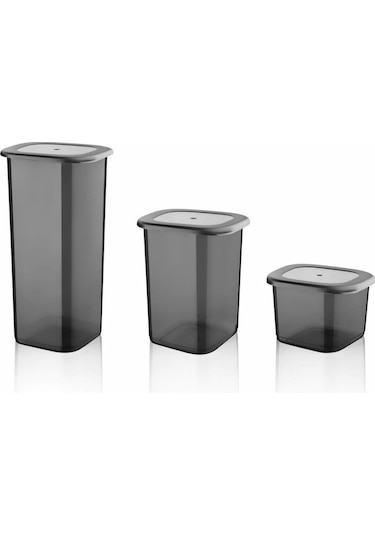 Nandy Home Etiketli Ekonomik Kırılmaz Saklama Kabı Seti Antrasit 24'lü 1.75 - 1.2 - 0.55 L Antrasit