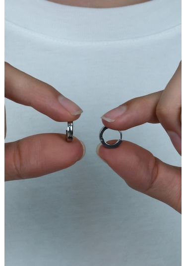 Ince Halka Erkek Bayan Unisex Çelik Küpe Çifti 3 MM 3 Renk Mse6