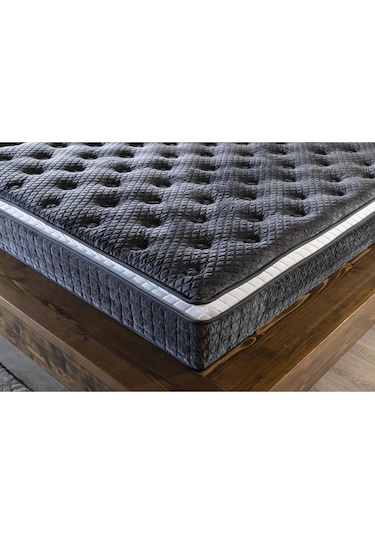 Mu&bah Gri Ultra Ortopedik Hilal Pedli Paket Yaylı Tavşan Tüyü Kumaş Yatak 90x190