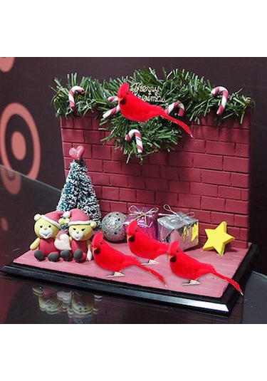 Monyee 14cm Köpük Ve Tüy Simülasyon Kuşu, Ev Bahçe Dekorasyonu, Fotoğraf Props, 12 Adet Paket Kırmızı