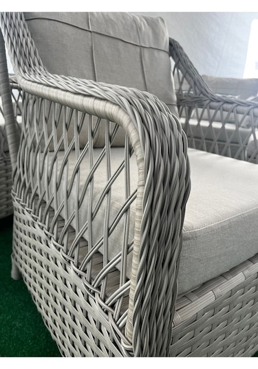 Petra Rattan 3 1 1 Masa 2puf Bahçe Balkon Mobilyası,vizon