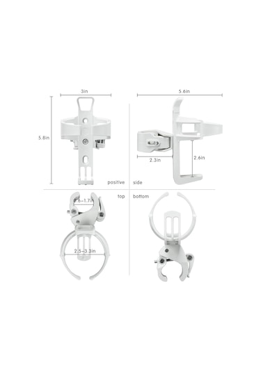 Universal Bisiklet Kupası Tutucu 360 Derece Dönen Şişe Kafesi Bisiklet Tulumu İçin Açık Gri
