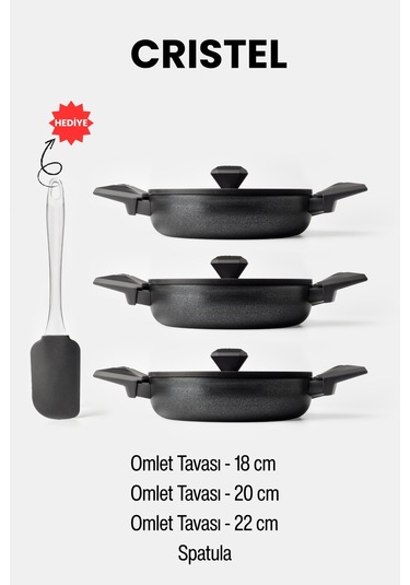 Gigilli Cristel 7 Parça Sahan Seti Siyah Siyah