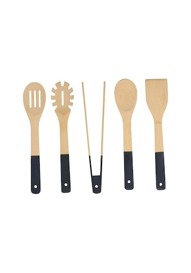 Alpina Alp108s Bambu Mutfak Gereçleri Seti 5 Parça 30 Cm Siyah