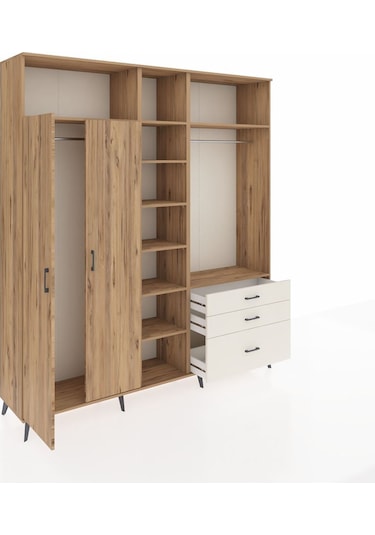 Hyperion Dolap 9 Raflı 3 Çekmeceli 2 Askılı 220x44x243 Çam-çam/aytaşı Atlas Çam/aytası