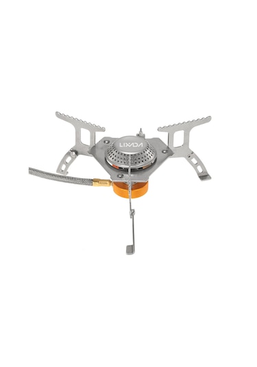 Yaozixa Taşınabilir 3000w Camping Ocağı - Piezo Çakmaklı, Ateş Kontrolü, Uzun Gaz Tankı Adaptörü Ve Hortum İle Gümüş