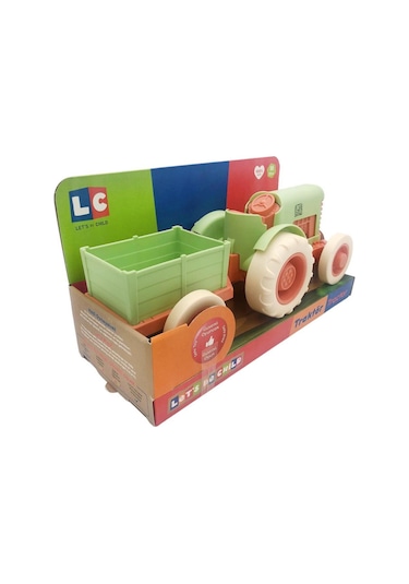 Let's Be Child Römorklu Sürtmeli Plastik Traktör Lc-30878 Açık Yeşil-turuncu