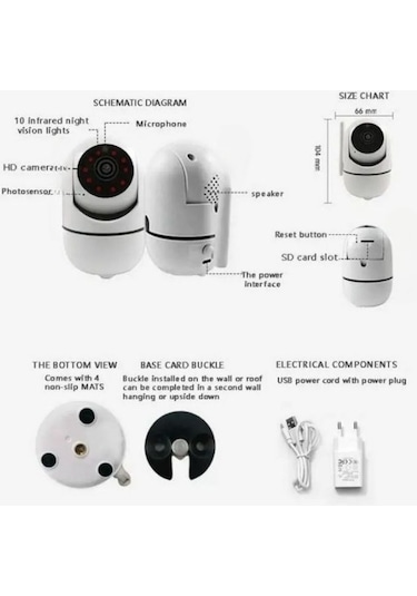 Tosbai 1080P Sesli 360 Derece Güvenlik Bebek Telsizi Kamerası