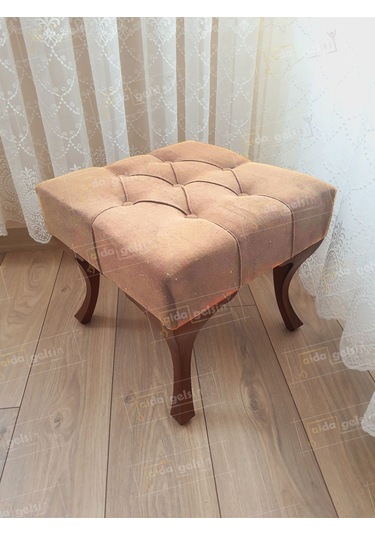 Kapitoneli Makyaj Pufu Ayak Ucu Puf Ceviz Ayak 45 45 Vizon