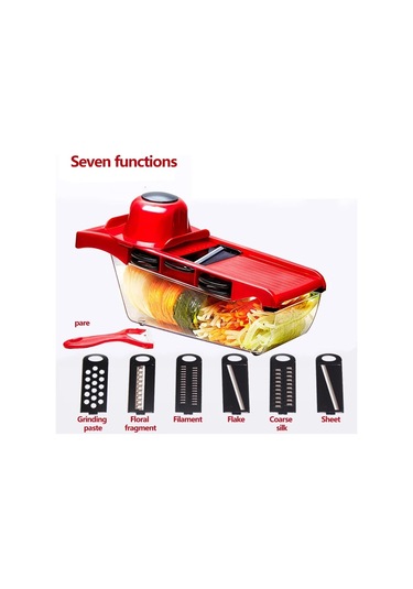 Jialan Mutfak Çok Fonksiyonlu Sebze Kesici Dilimleme Parçalayıcı Kırmızı
