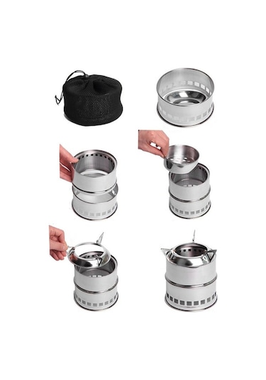 Artfulabode Yürüyüş Yakıcı Yakıcı Taşınabilir Tahta Pişirme Piknik Paslanmaz Mekan Mangal Katlanabilir Kamp Isıtıcı Gümüş Dış Çelik Balıkçılık Ahşap Td Gümüş