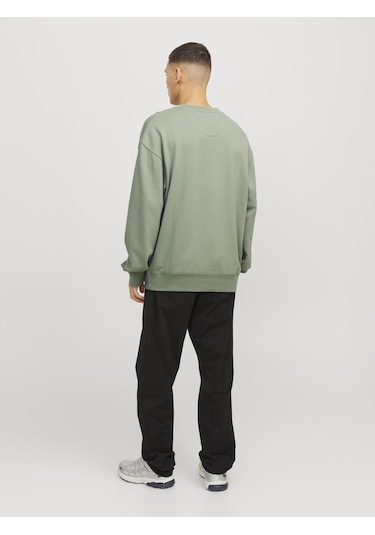 Jack & Jones Erkek Bisiklet Yaka Düz Renk Sweatshirt - Charge - 12257853 Iceberg Green Çok Renkli