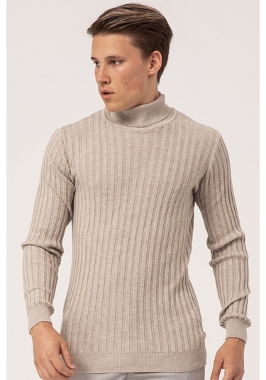 Ateş Triko Erkek Balıkçı Yaka Slim Fit Fitilli Triko Kazak 609128