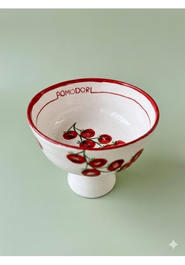 Pomodori Domates Desenli Seramik Meyvelik 17 Cm Çok Renk