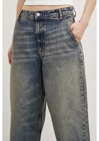 Yüksek Bel Baggy Jean Lacivert Lacivert