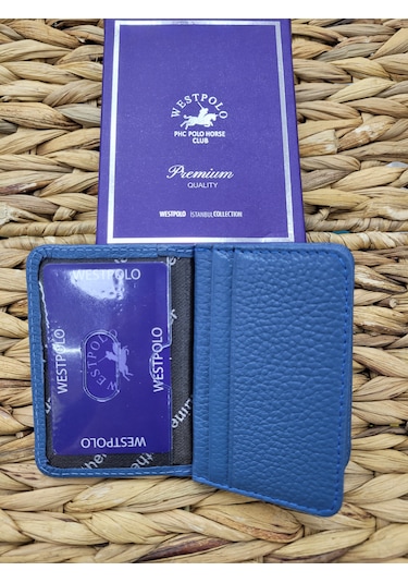 Westpolo İsme Özel 1026 Hakiki Deri Unısex Kartlık Turkuaz