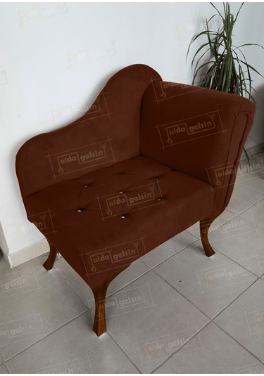 Yeni Model Ters Kol Tekli Köşe Koltuğu Josefin Bench Ceviz Ayak Kahve