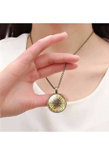 Jwl Pusula Kolye Şık Cam 3D Pusula Kolyesi Aksesuar Steampunk Kol Çok Renkli