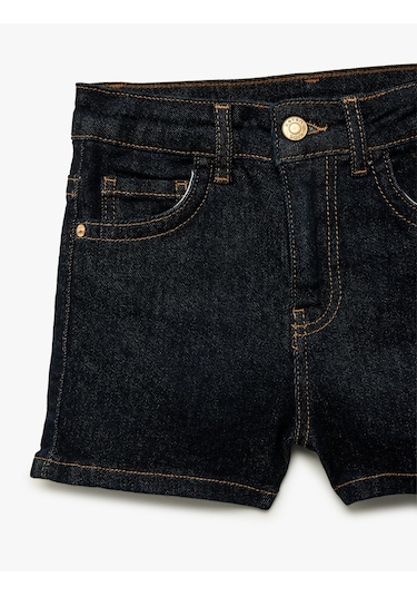 Koton Pamuklu Cepli Denim Şort Koyu İndigo 6skg40109ad Koyu Indigo