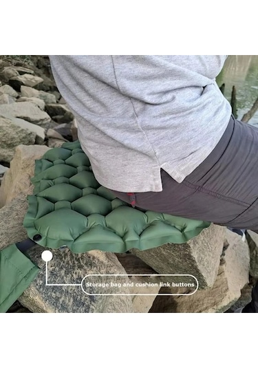 Chuangyinshop Hafif Şişme Koltuk Minderi - Gri Kamp Plaj Sandalyesi Katlanır Portatif Gri