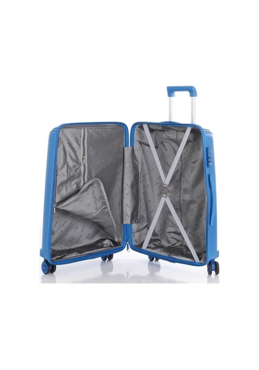 Mçs Bavul Orta Ve Kabin 2li Set Kırılmaz Silikon Valiz V305 Saksmavi Çok Renkli