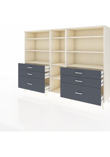 Hyperion Dolap 10 Raflı 6 Çekmeceli 220x44x163 Aytaşı-aytaşı/ant Aytaşı-aytaşı/antrasit