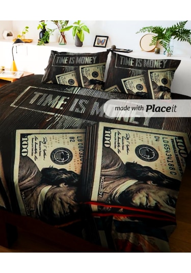 Özel Tasarım Çift Kişilik Nevresim Takımı240x260 Cm Pamuk Saten3 Siyah