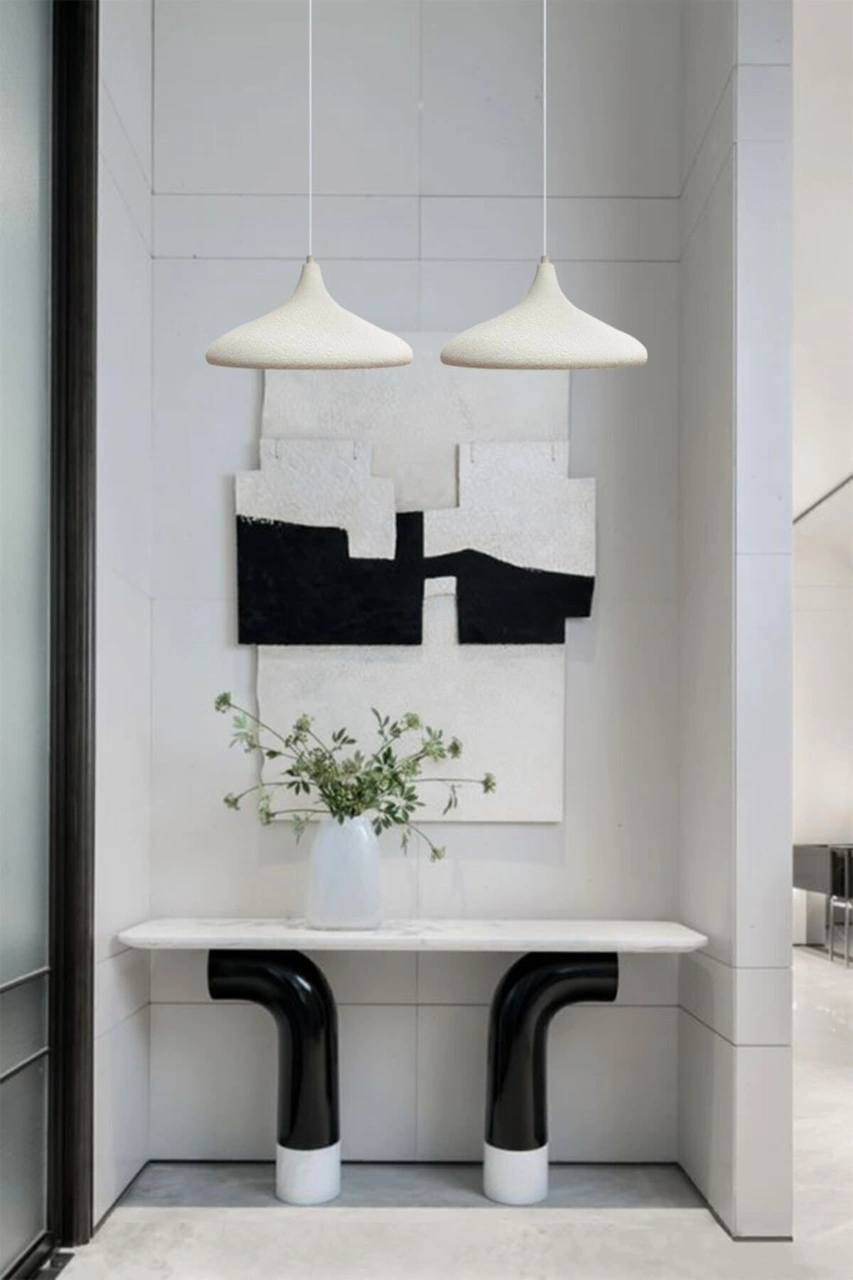 Champion Dokulu Açık Krem Rengi Tekli Avize Sarkıt Lamba Yemek Masası Oturma Odası Mutfak Dokulu Beyaz