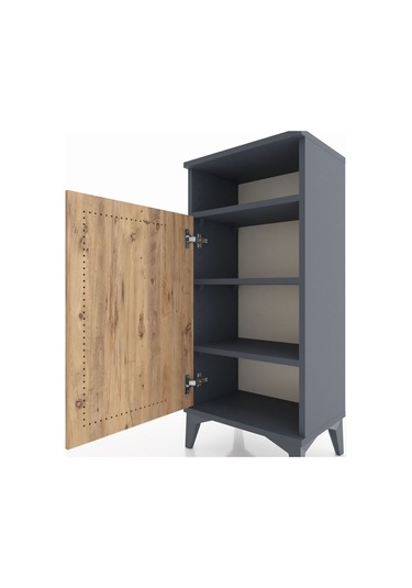 Arges Komodin 3 Raflı Tek Kapaklı 44x30x96 Antrasit-çam Antrasit