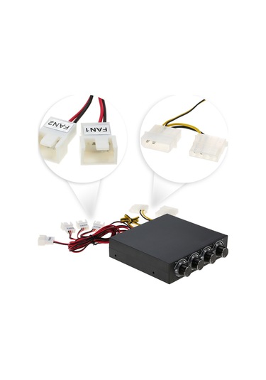 Yunboo 3.5" Sürücü Yuvası İçin 4 Kanal Fan Hız Kontrol Cihazı, Manuel Ayarlı, Mavi Led, Gürültü Azaltma Özellikli Diğer