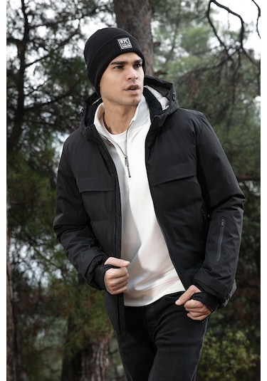 Buratti Regular Fit Kapüşonlu Kapitoneli Erkek Mont 497Dean Siyah