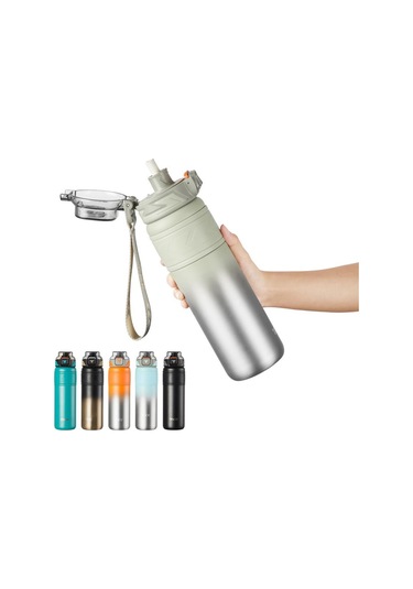 Tkk Çelik Termos Matara 900 Ml Gri Yeşil