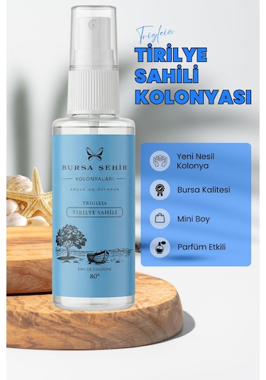 Bursa Şehir Kolonyaları, Tirilye Sahili Kolonyası, 45 Ml, Sprey, Cep Boy