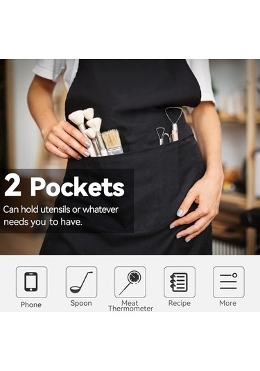 Fastbuy Ekstra Büyük Erkek Şef Önlüğü Seti, Siyah, Ayarlanabilir, Uzun Kollu Diğer