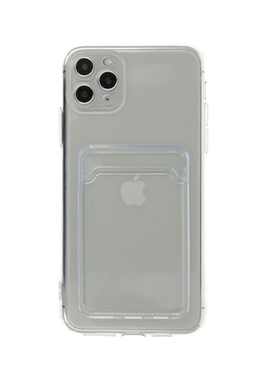 Apple Uyumlu,  iPhone 11 Pro Max Kılıf Kart Şeffaf Silikon - Şeffaf Düz Renkli